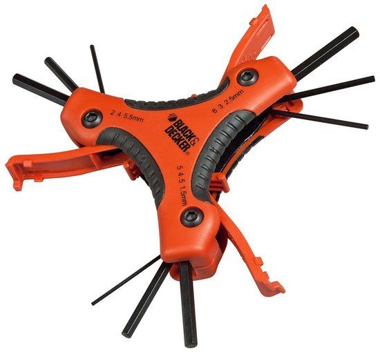 Black+Decker BDHT0-71628 – Vouwbare Inbussleutelset – 9-delig (1,5-6 mm)