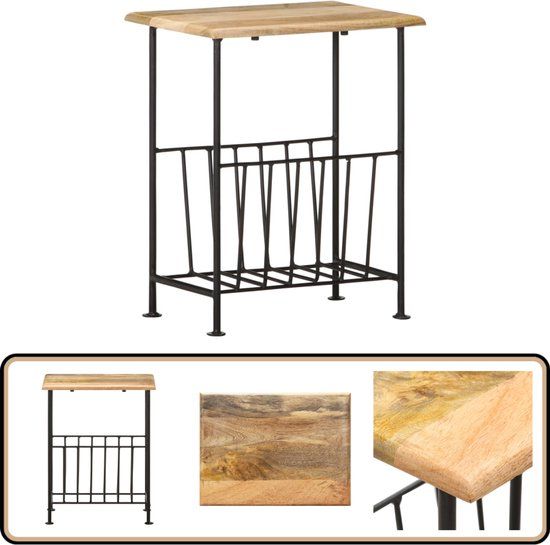 vidaXL Tijdschriftenrek - 40x30x50 cm - Massief Mangohout en Staal