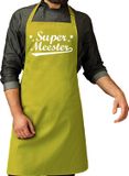 Bellatio Decorations Cadeau schort heren - Super meester - lime groen - katoen