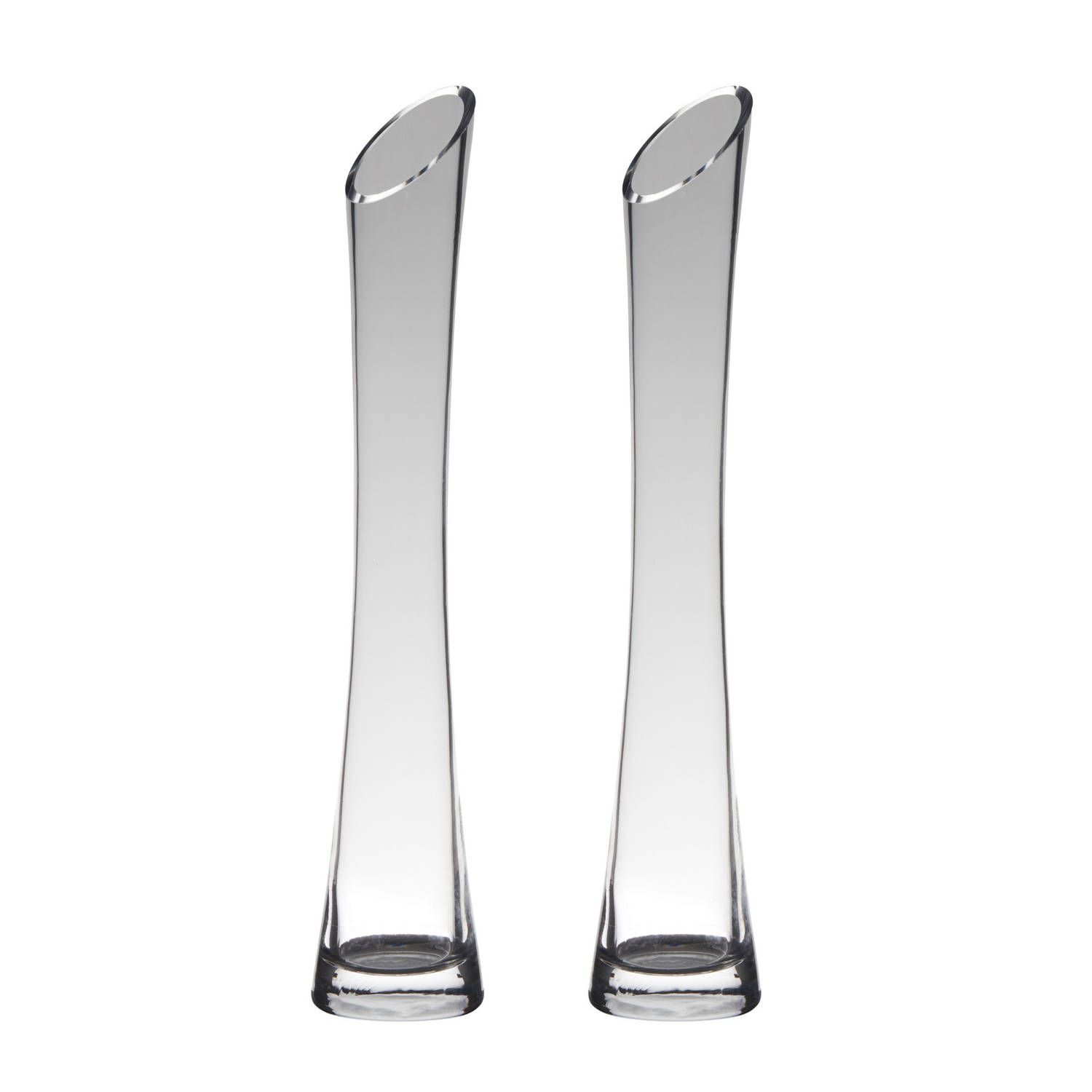 Set van 2 glazen flutes roos/rozen vaas 35 x 7 cm - Rode/witte roos voor Love/Valentijn/Bruiloft