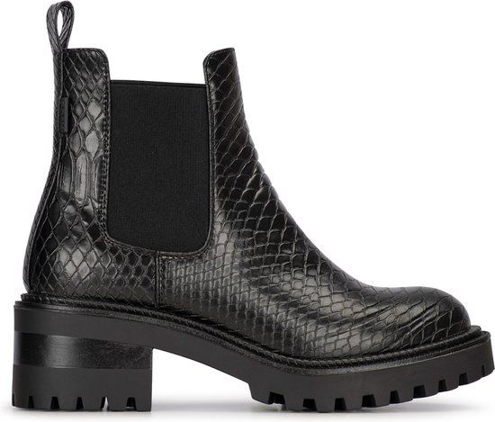 POSH by Poelman AMY Enkellaarzen - Zwart met dierenprint - Maat 40