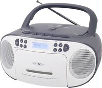 Reflexion CD-speler met cassette en DAB-radio voor net- en batterijvoeding (PLL FM-radio, DAB+, LCD-display, AUX-ingang, hoofdtelefoonaansluiting), wit/grijs