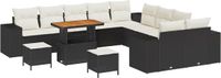 vidaXL Tuinbank Set 13-delig Zwart Polyrattan
