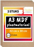 Creative Deco 3 x A3 MDF - Plaat | 420 x 300 x 3 mm | Perfect voor Lasersnijden, CNC - Frezen, Modelleren, Freeswerk