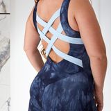 Samarali Jumpsuit Selene - Bodysuit - Yoga kleding dames - Overal - Veelzijdige Sportjumpsuit - Ideaal voor Yoga, Fitness en Ontspanning - XL - Tie Dye Blauw