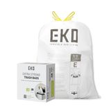 EKO Easy-Dispense Roll 80 Count Extra Sterke Trekkoord Hoge Keuken Vuilniszak, 8-9,5 Gallon Vuilniszak (30,3L-36L) 1 Pack Wit, Code E