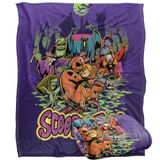 SCOOBY DOO! Deken, 152 x 127 cm, griezelige posterscène, zijdeachtige aanraking, superzachte plaid