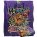 SCOOBY DOO! Deken, 152 x 127 cm, griezelige posterscène, zijdeachtige aanraking, superzachte plaid