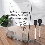 Merkloos Wekelijkse planner bord 20 x 10 cm frameloos acryl wit droog wisbord met standaard