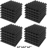 Famanu - 24 akoestische geluidsschuimpanelen 5x30x30cm houtskoolkleur piramidevorm