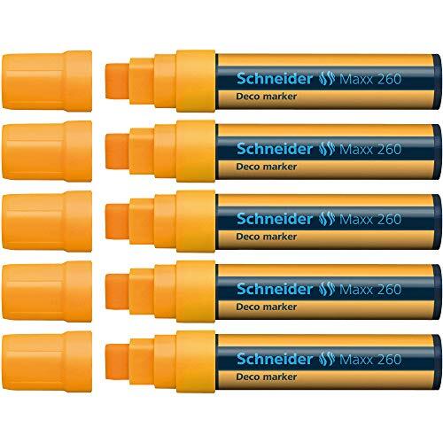 Schneider Maxx 260 Krijtstift (5 + 15 mm lijndikte, vochtig afwisbaar, op waterbasis, geurneutraal) 5-pack oranje