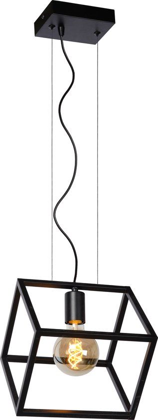 Lucide FABIAN Hanglamp - Zwart - 1xE27 - Met Dimfunctie