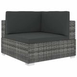 vidaXL Tuinstoel met kussens hoeksectie poly rattan grijs