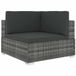 vidaXL Tuinstoel met kussens hoeksectie poly rattan grijs