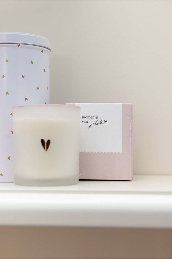 Zusss Geurkaars Glas In Doosje Momentje Van Geluk Glas / Paraffine White / Gold / Pink