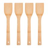 Kinvara Kook/keuken gerei - 4x - keuken lepel - bruin - bamboe hout - 34 cm