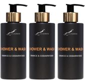 Splashbox Cosmetics Shower & Wash Orange & Cedarwood 300 ml - gouden pomp - 3 stuks