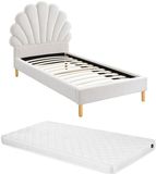 Vente-unique Cadre de lit velours blanc 90 x 190 cm