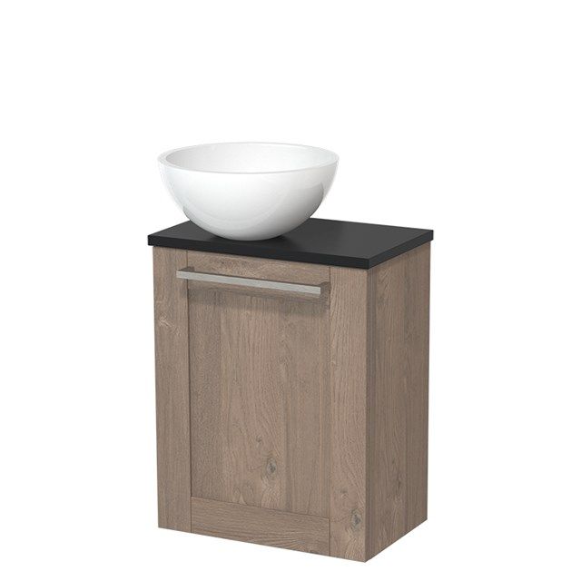 Maxaro Modulo Toiletmeubel 41 cm - Middenbruin Eiken - Mat Zwart