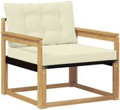 vidaXL - Tuinbank - Set - Massief Acaciahout en Textilene - Wit en Crème