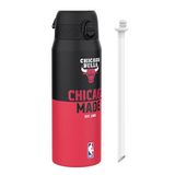 NBA Chicago Bulls Thermosfles Met Verwijderbaar Rietje, 750ml/24oz, Lekvrij Geïsoleerde Drinkfles, Makkelijk Te Openen, Veilige Sluiting, Vaatwasmachinebestendig, Klapdeksel, Metalen Fles