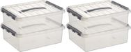 Sunware Q-Line Opbergboxen - 10 L - 40 x 30 x 11 cm - Zilver - 4 Boxen