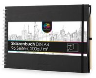 OfficeTree Skizzenbuch A4 quer mit Verschluss, Stift und Stiftehalter (wp)
