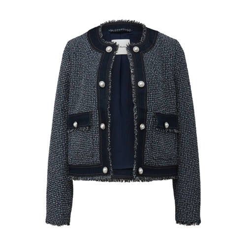 s.Oliver BLACK LABEL jasje met pied de poule print marine