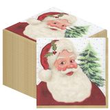 100 x Kerst Servetten Papier-Traditionele Kerstman Wegwerp Xmas Serviettes Feestelijk Familie Vriendelijk Servies Decoraties Rood en Wit Vintage Gezellige Nostalgische Vibe Ontworpen in het Verenigd