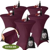 Aventara Statafelrok Bordeaux x 5 (Donker Rood) – Ø80-85 x 110 cm – Luxe Extra Dikke Stretch Stof – Inclusief Opbergtas – Kras- en Kreukvrije Statafelhoes – Perfect voor Horeca, Bruiloften en Feesten