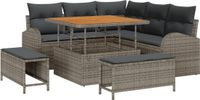 vidaXL Tuinbank Set 8-stuks 7-Zits Grijs