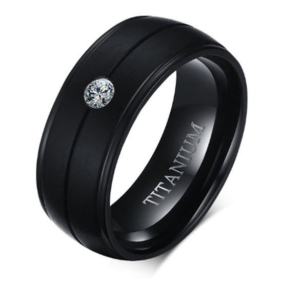 Mendes herenring Titanium Black Zircon-21mm