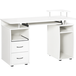 Bureau d'ordinateur avec tablette clavier, support écran et 2 tiroirs, 120x55x85 cm, couleur blanc