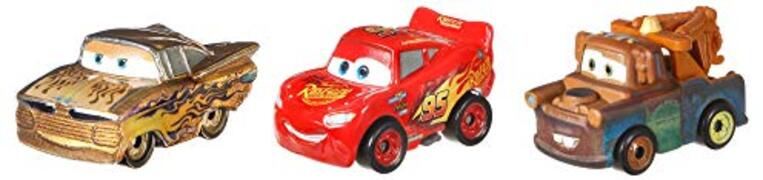 Disney Cars GBN74 - Cars Mini Racers 3-pack metallic serie, Ramone, Mater, McQueen, speelgoed vanaf 3 jaar