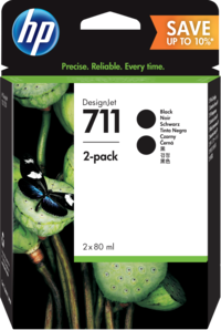 HP 711 2-pack DesignJet-inktcartridges, zwart (80 ml elk) duo pack / zwart