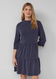 s.Oliver Robe bleu marine coupe évasée à manches longues, col rond et fermeture éclair dissimulée, taille 44