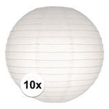 Merkloos Luminair (lampionshop) Global B.v. 10x Luxe Bol Lampionnen Wit 25 cm
