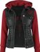 Black Premium by EMP Zwart-rood spijkerjasje met afneembare capuchon en mouwen van extra zachte zweetstof - Dames - XXL