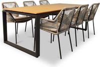 LUX outdoor living Helsinki Natural/Seville zand dining tuinset 7-delig