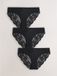 Next - Dames - No VPL set van 3 Brazilian slips met kant aan achterzijde - Zwart