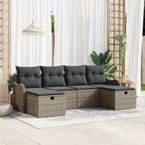 vidaXL Tuinbank Set 2 zitplaatsen Grijs Polyrattan
