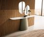Conos Console Edge forme bateau 180x40 cm Céramique Onyx Champagne Métal Effet finition Titane