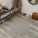 Rond tapijt, glad, beige, ivoor. Tapijt van natuurlijke wol. Diameter 100 cm.