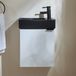 Hudson Reed Cluo Meuble lave-mains suspendu – 40 cm – Blanc – Avec lavabo noir – Avec poignée invisible noire