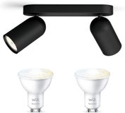 WiZ Pongee Opbouwspot (Zwart) - Warm tot Koelwit Licht - Plafondspot met 2 Lichtpunten - GU10 - Te bedienen via WiFi