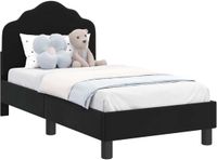vidaXL Cadre de lit pour tout-petit avec tête de lit - Noir - 70 x 140 cm - Velours