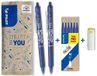 PILOT - Set van 2 FriXion Ball Clicker 07 + 1 set van 6 vullingen + 1 gum - Uitwisbare pen met warmtegevoelige inkt - Intrekbare en navulbare rollerbalpen - Blauw - Medium punt