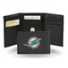 Rico Industries NFL Miami Dolphins Drievoudig geborduurde leren portemonnee, meerkleurig, één maat, 3 kleppen portemonnee van geborduurd leer