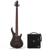 G4M Gear4music G4M 878 Bass Guitar, Walnut Stain & Eden Orbiter 8 Combo Amp