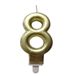 Homéa, Birthday Candle Number 8 with Plastic Holder, H 7.5 cm, Gold-colored